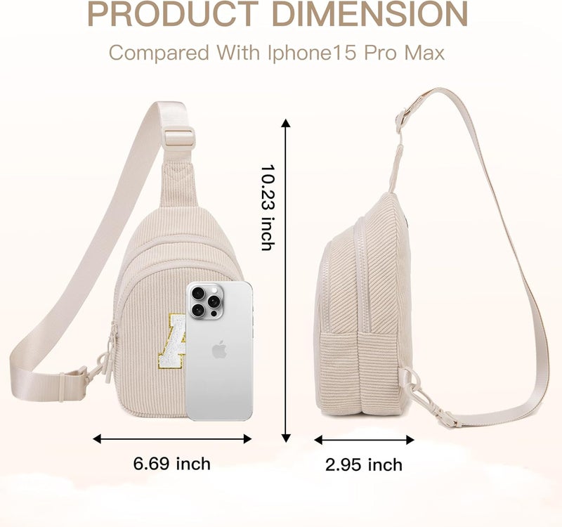 Viverte Small Corduroy Sling Bag Initial Crossbody Bag Fanny Pack for Girls Personalized Birthday Gifts for Teen Girls Gifts - Image 4